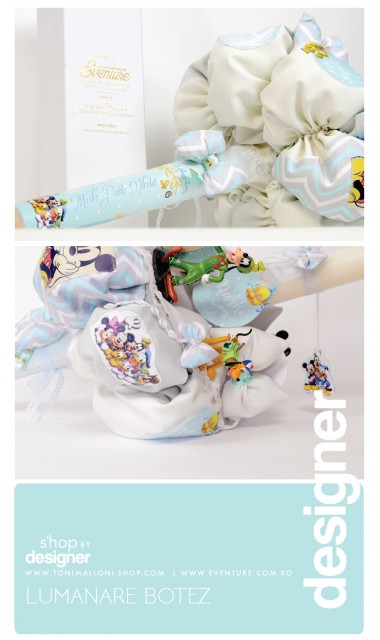 Lumanare de botez  pentru baieti cu personaje Disney, 65x4 cm, Chevron Party Mix 3